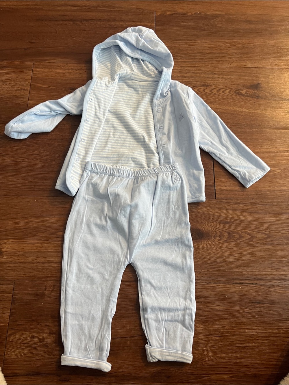 Baby Two-Piece Hooded Set in Light Blue